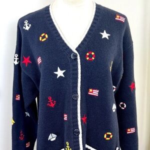 Vintage Marisa Christina Nautical Embroidery cardigan size medium